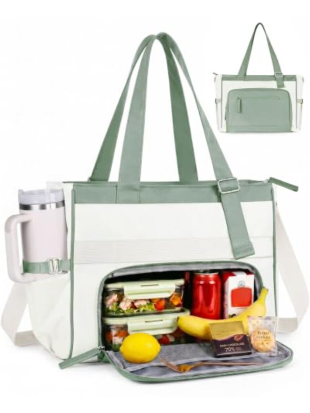 Insulated Lunch Tote Bag Fits 15.6" Laptop Work Bag 24.5L Polyester